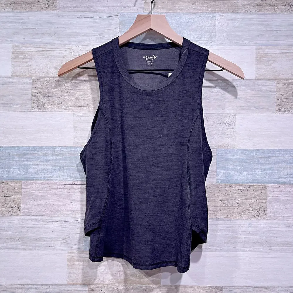 OLD NAVY Active Breathe On Tech Tank Top Black Go Dry Gym Girls Large 10 12